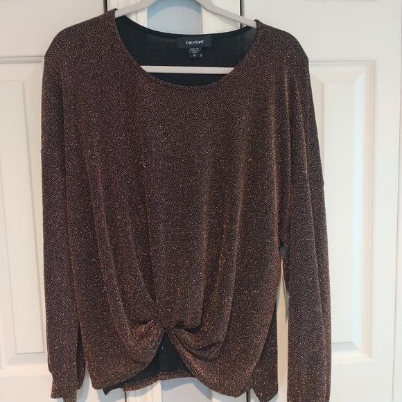 Karen Kane Tops - Karen Kane Red Ahead Front Twist Top Gold/Copper XL